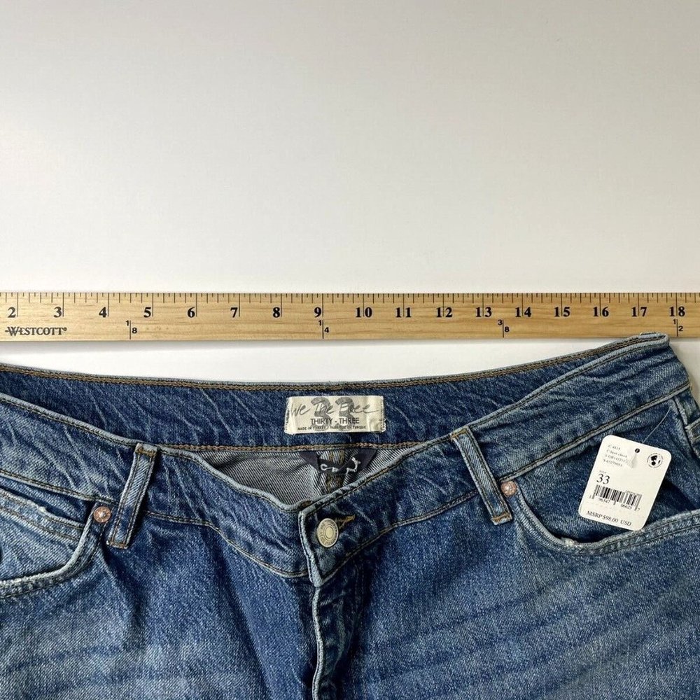 Free People curvy fever pitch boyfriend Jeans Size 33 Denim Blue - Picture 6 of 10
